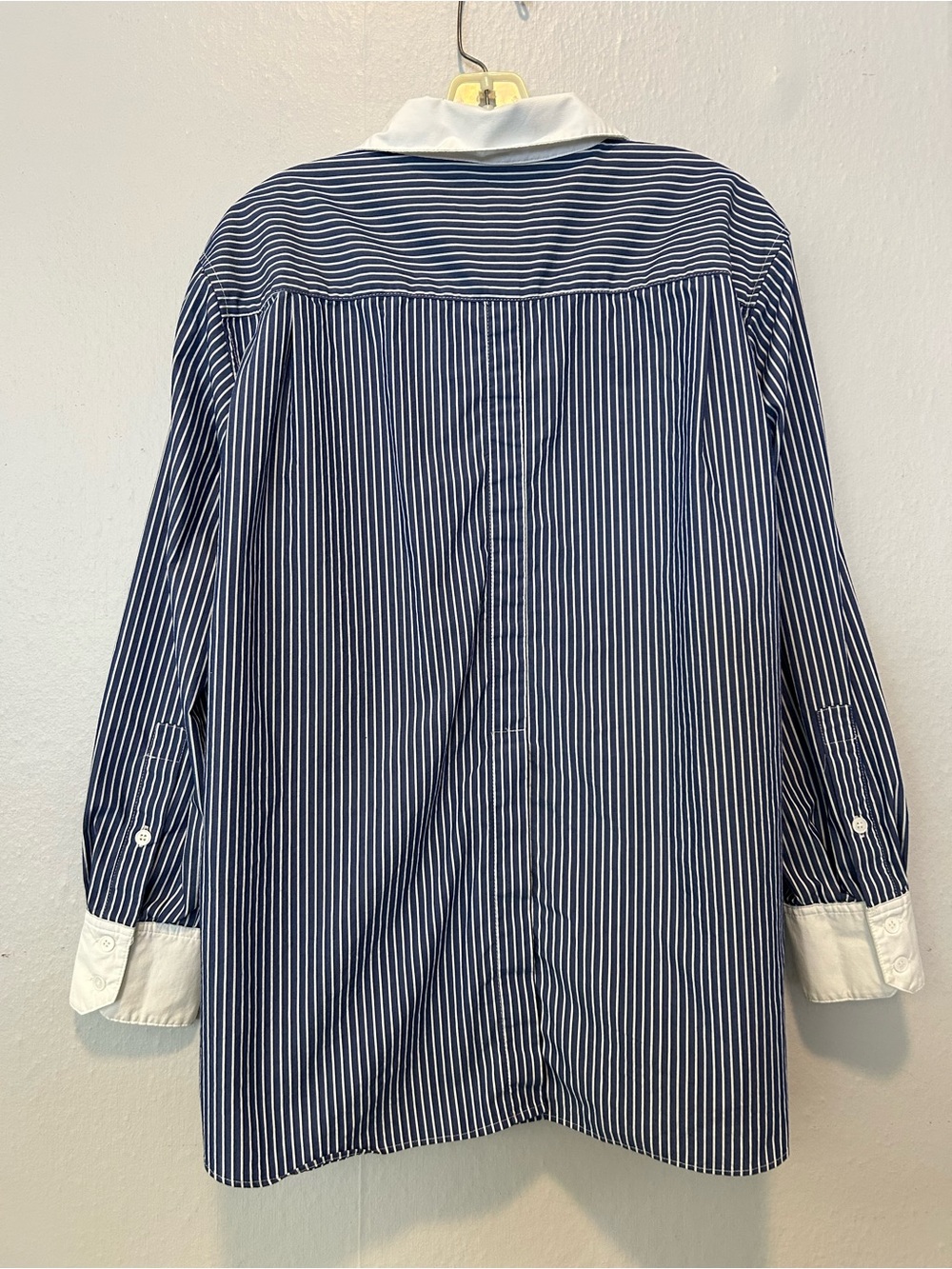 Truth Navy and White Pinstripe Button-Down Shirt with White Collar - Picture 9 of 12